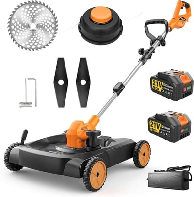 Accugrasmaaier 3-in-1 - Grasmaaier trimmer - Gazononderhoud - Borstelloze motor - 48 cm snijbreedte - Oranje