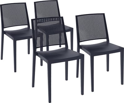 Terrasstoel Grid (set van 4) - antraciet - stapelbaar