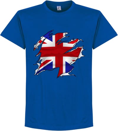 Groot Brittannië Ripped Flag T-Shirt - Blauw - XXXL