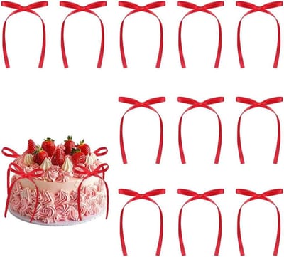 Strikjes Taart Decoratie - Strik Decoraties - Taarten Versieren - Zachte Stof - 20 stuks - Rood