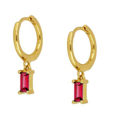 Oorbellen- fuchsia - gold plated- zilver 925 - makkelijk in en uit te doen door kliksluiting