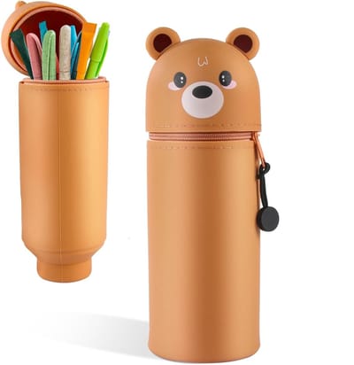 Kawaii 2-in-1 Silicone Pennenhouder en Etui, Zacht en Duurzaam voor Potloden en Pennen, Perfect voor School en Kantoor