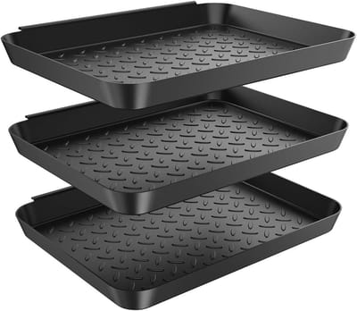 Schoenendruipbak 3 stuks - Schoenmat plateau - Schoenen drogen - Opstaande rand - 35x27.5cm - Zwart
