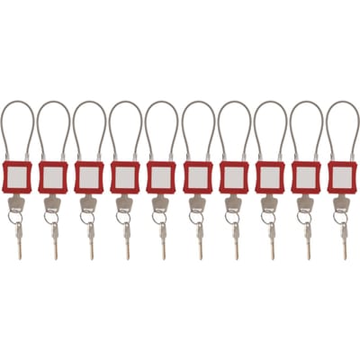 10 Sets Lockout Tagout Kabelhangslot met Sleutel Roestvrij Staal Elektrisch Hangslot voor Apparatuur gray