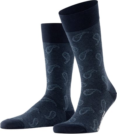 Burlington Paisley gedessineerd katoen sokken heren blauw - maat 40-46