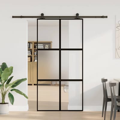 vidaXL - Schuifdeur - met - beslag - 102,5x205 - cm - gehard - glas - en - aluminium