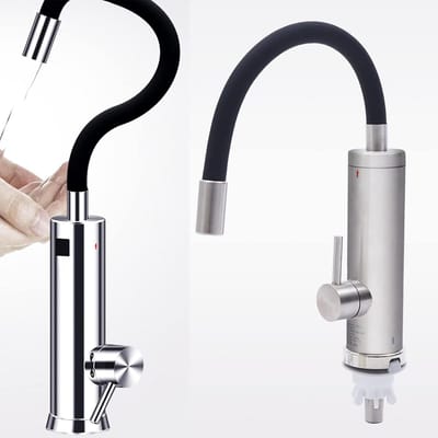 Elektrische Keukenkraan - Direct Warm Water - Snel Water Verwarmen - Roestvrij Staal - 3000 Watt - Zilver