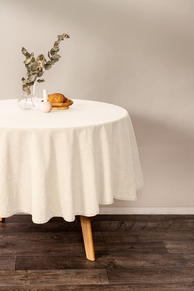 Tiseco Home Studio - Tafelkleed MYRNA - - 100% katoen - Gemakkelijk onderhoud, tijdloze elegantie - Dia 180 cm - Ivoor