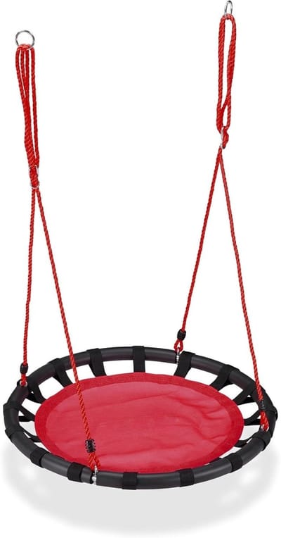 Famanu – Ronde nestschommel Ø 80 cm, verstelbaar, belastbaar tot 100 kg, rood