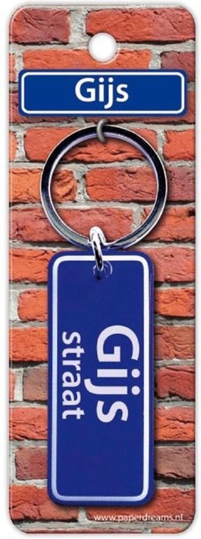 Paper Dreams Sleutelhanger Straatnaam Gijs 9 Cm Staal Blauw