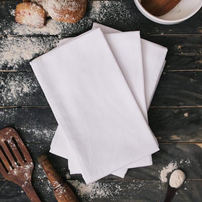 Katoenen Keukenhanddoeken - Theedoeken Set - Veelzijdig Schoonmaken - Pluisvrij en Absorberend - Set van 12 - Wit
