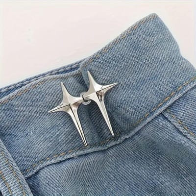 1 Paar Taille Gesp, Een Stervormige Taille Gesp Decoratieve Knoppen, Geen Naaien, Afneembare Knop Voor Tailleverstelling gray