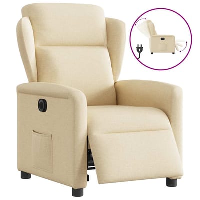 vidaXL - Fauteuil - verstelbaar - elektrisch - stof - crèmekleurig
