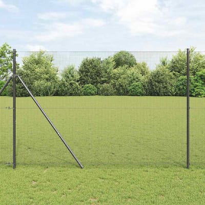 vidaXL - gelast - draadhek - met - grondbevestiging - 10 - x - 1,5 - m - Grijs - Mesh