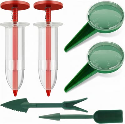 6 stuks mini-zaaddispenserset, zaaizaaddispenser, zaaihulpgereedschap voor nauwkeurige afgifte van zaaigoed, rood van PP-kunststof, voor tuin, balkon, hobbytuinders en beginners