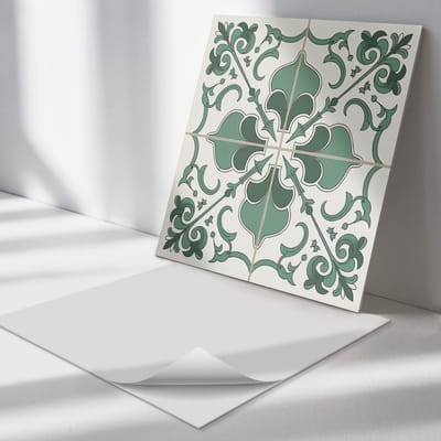 Wallfluent Vinyl Tegels - Elegant Plantenpatroon Zelfklevende Vinyl Tegels - 30 cm x 30 cm - Groente Vinyl Tegels - Set van 9 - Vierkant PVC Tegels - Texturen Plaktegels - Vinyl Wandtegels - Plaktegels Keuken en Badkamer