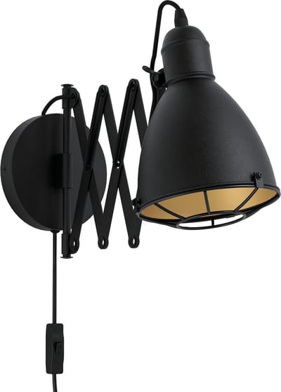 Wandlamp Binnen met Snoer - Wandlamp met Stekker voor Binnen - met Dimbare Schakelaar - Industrieel en Vintage - Slaapkamer Bedlampje - wandarmatuur
