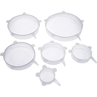 Couleur 6pcs blanc 6 couvercles alimentaires en Silicone universels, extensibles, pour micro-ondes, accessoir
