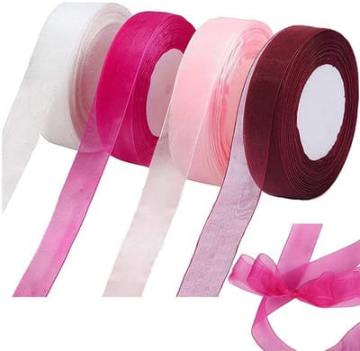 Cosensi- Chiffonlint 4 Stuks - Decoratielint - Cadeaulint - Bruiloft - Doe-het-zelf - Zacht en Flexibel - 450 x 1,5 cm