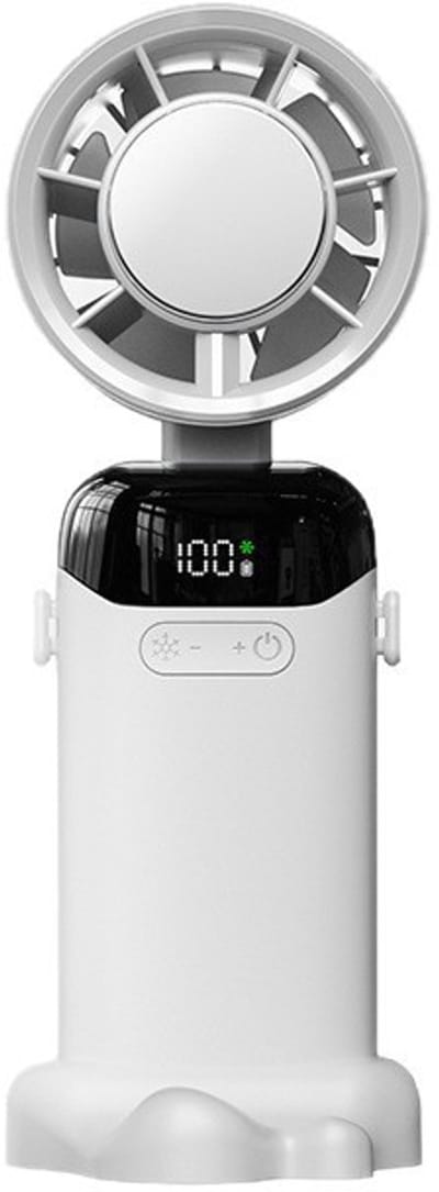 VHV-Draagbare Mini-Ventilator met Halfgeleider-Koeling - Handventilator met Ijskoelde Mist - Krachtige Oplaadbare Ventilator - Opvouwbaar Design - Voor Reizen, Kantoor en Outdoor - Wit