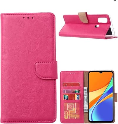 LuxeBass Hoesje geschikt voor Xiaomi Redmi 9A - Bookcase Roze - portemonnee hoesje gsm hoesje - telefoonhoes - telefoonhoesjes
