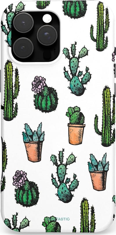 Casetastic Hoesje Geschikt voor Apple iPhone 16 Pro Max Magsafe - Stijlvolle Beschermende Duo-layer Case - Groen Woestijn Cactussen