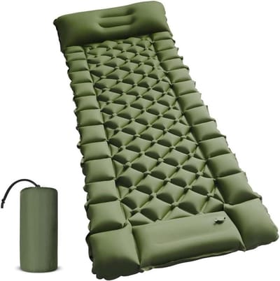 Kampeer Mat - Luchtbed Opblaasbaar - Buiten Slapen - Voetpomp Ingebouwd - 200x62x7cm - Groen