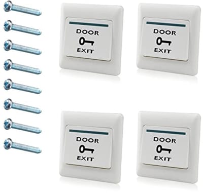 Push to Exit Knop 4 Stuks voor Deur Toegangscontrole - NO/NC/COM Schakelpaneel 86mmx86mm 36V 3A