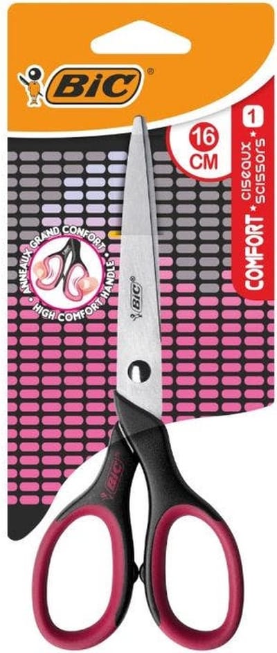 BIC 9262811, Kind, Rechte knip, Enkel, Zwart, Roze, Staal, 16 cm