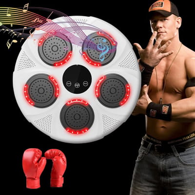 Muzikale Boksmachine - Boksmuur Trainer - Reactie Training - RGB Lichtritme - 45 x 45 cm - Zwart