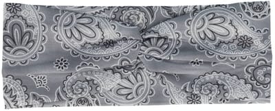Haarsoires Haarband Twist 9cm – Paisleyprint – Gladde Stof – Grijs - Zachte Knoop Hoofdband - Haaraccessoire voor Dames & Meisjes