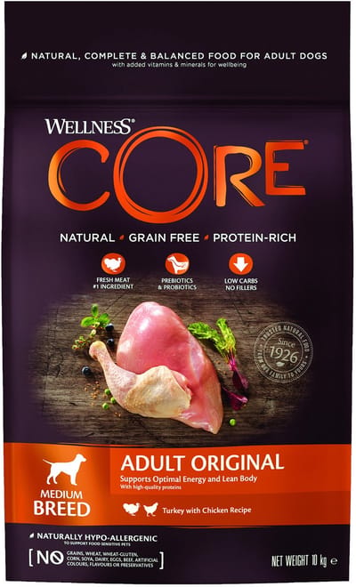 Dubbelpak: 2x10 kg Wellness Core Dog Original Kalkoen & Kip Droogvoer voor honden