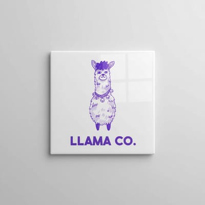 Schattige Lama Illustratie Tegel 15×15 cm – Leuk Minimalistisch Dierenkunst Keramische Wandtegel – Schattig Lama Decor Cadeau