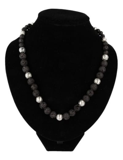 Lavasteen ketting 10 mm met tussenkraal