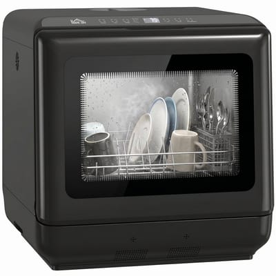HOMCOM Vaatwasser-ABS, Gehard glas-45L x 44B x 45,8H cm-Zwart