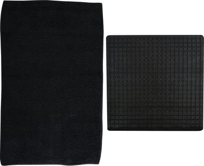 MSV Douche anti-slip/droogloop matten - Napoli badkamer set - rubber/polyester - zwart