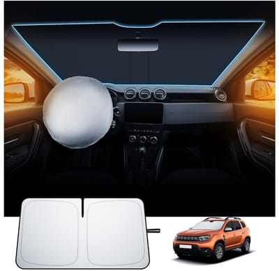 Dailygoods - SKTU Zonnescherm voor Dacia Duster 2018-2022 2023, opvouwbare zonneklep, uv-bescherming, voorruitafdekking als Renault Dacia-accessoire