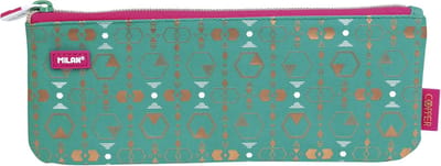 Plat Etui Zeshoekig Patroon - Groen Koperkleurige Accenten