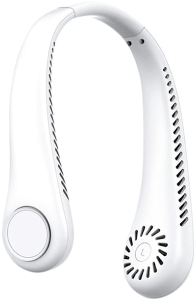 Draagbare nekventilator - Hangende nekventilator - Oplaadbaar - Verkoelende nekventilator - 3 windsnelheden - Ultra stil ontwerp - Geschikt voor buitensporten/kantoor/reizen/wit - 1800 mAh - Lange batterijduur
