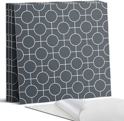 Coloray Wandpanelen Zelfklevend - Geometrisch patroon van cirkels en lijnen Zelfklevende Wandpanelen - 50 cm x 50 cm - Grijs Wandpaneel PVC - 4 stuks - Mozaïeken Wandpanelen Zelfklevend - Wandpanelen Keuken - Wandpaneel Badkamer