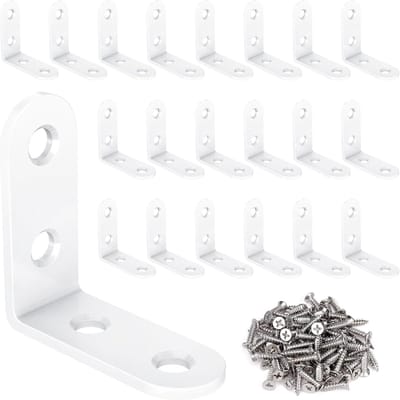 Hoekverbinder Set van 20 Stuks, Metalen Hoek 90 Graden 40x40mm, RVS Bevestigingsmateriaal voor Meubelmontage, Tafels, Stoelen en Boekenkasten