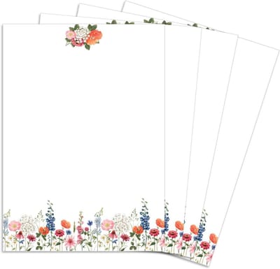 Natuurpapier Bloemenweide - Papier A4 Bedrukbaar - Kaarten Maken - 120 g/m² Gramgewicht - DIN A4 - Natuurlijk Wit