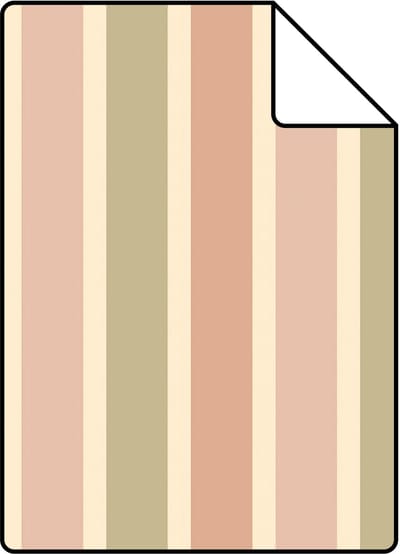 Proefstaal ESTAhome behang strepen terracotta roze en groen - 26.5 x 21 cm - 131506-S