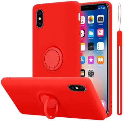 Cadorabo Hoesje geschikt voor Apple iPhone X / XS in LIQUID ROOD - Beschermhoes van flexibel TPU silicone Case Cover met ring