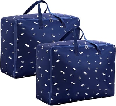 2-stuks 105 Liter Opbergzakken - Extra Grote Kledingopslag, Opvouwbare Organizertassen, Draagtassen voor Dekbedden, Kleding, Dekens, Kussens