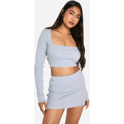 boohoo Dames Geribbelde minirok in distressed-look | Grijs | Maat: 40