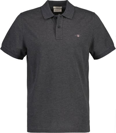 Gant Polo Fine Shield Short Sleeve Piqué Uni Antraciet Melange / male