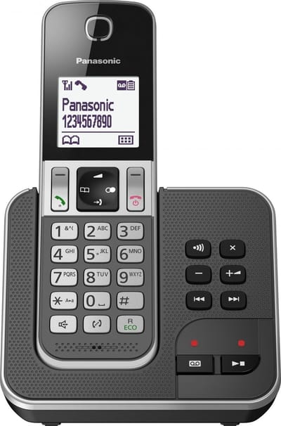 grijze dect draadloze telefoon met antwoordapparaat - panasonic - kxtgd320frg