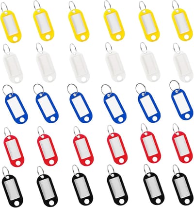 Label Sleutelhangers - 30 stuks - Plastic Labels met Ring - 5 Kleuren - Beschrijfbaar & Verwisselbaar - Voor Sleutels, Bagage & Identificatie