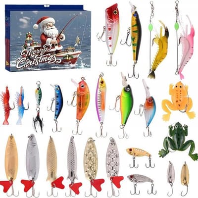 24 Delige Adventskalender kunstaas - Adventskalender visliefhebber - cadeau vissen - Vis set met 24 vakken - Kunstaas set - Vissenaccessoires kit - Vis set – Vissen - LOUZIR